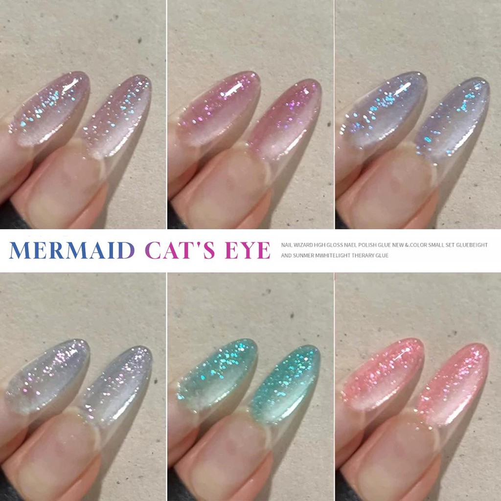 สีลูกแก้ว สีทาเล็บเจล สีทาเล็บเจลทาเล็บตาแมวนางเงือกแวววาว 2025 สีฟ้า-ชมพู-เขียวเรืองแสงสว่างจ้า เหมาะกับเล็บมือและเล็บเท้า ใช้ได้ทั้งร้านซาลอนและที่บ้าน