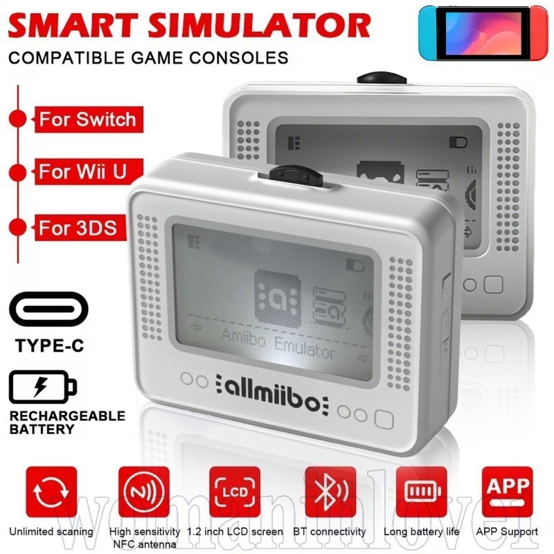 แบบพกพา Allmiibo Emulator - อุปกรณ์เสริมเกม Bluetooth - จําลองอัจฉริยะแบบชาร์จไฟได้ - ไร้สาย NFC Sim