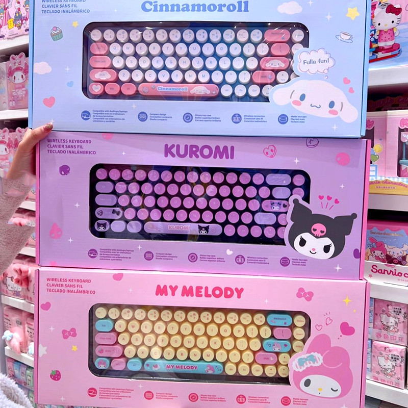 Sanrio Melody Kuromi คอมพิวเตอร์โน๊ตบุ๊คเดสก์ท็อปคีย์บอร์ดไร้สาย Sanrio