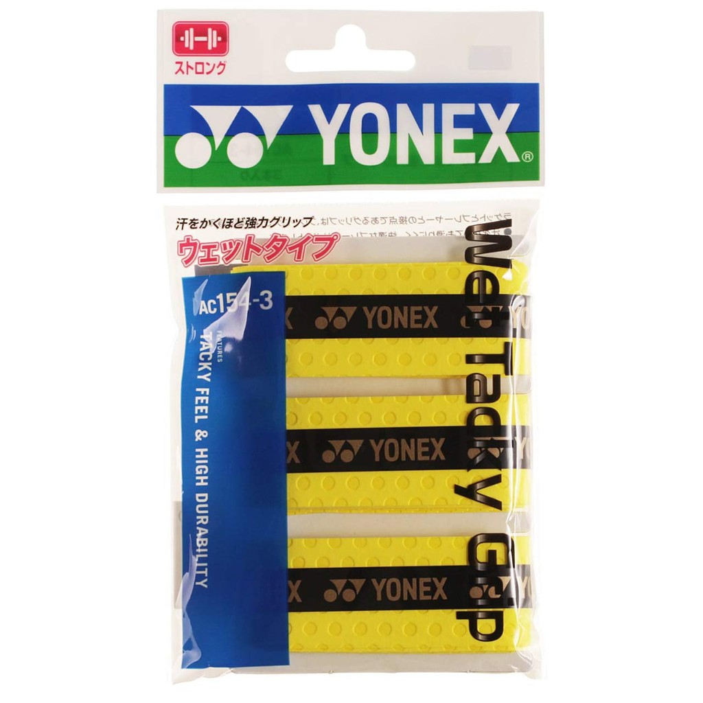 YONEX Badminton Wet Tack Grip Tape - Multi-Color Pack (Black, Yellow, Pink, White) - AC15430