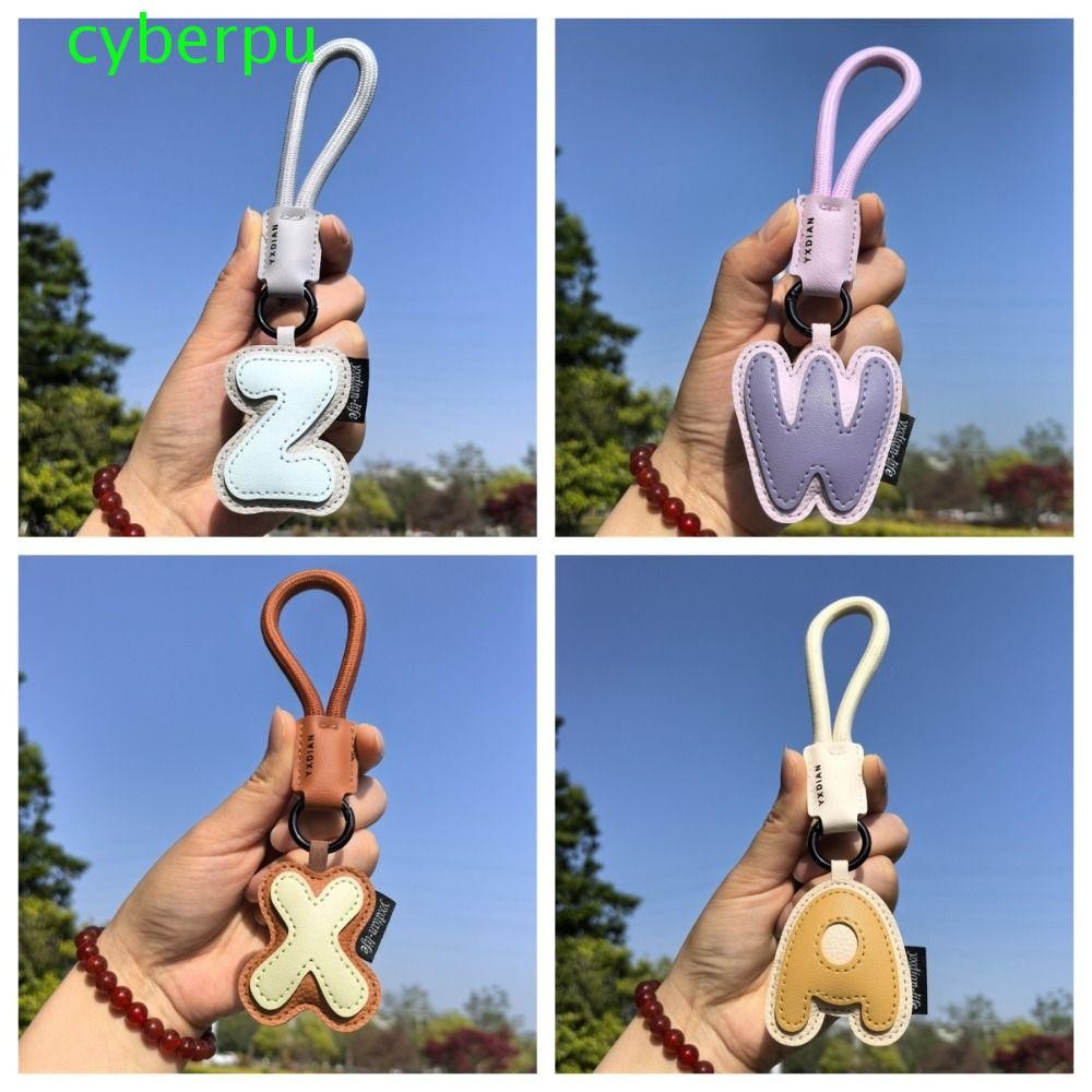 CYBERPULLSE พวงกุญแจตัวอักษร, กระเป๋าแขวน Charms Sweet 26 พวงกุญแจตัวอักษร, สไตล์ PU หนังพวงกุญแจรถเครื่องประดับ Lucky Letter จี้เพื่อน