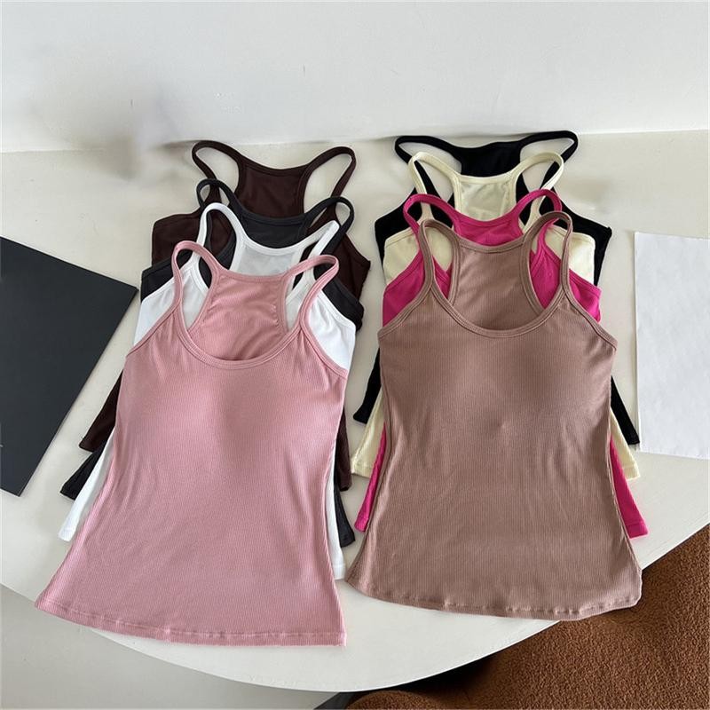 S-3XLเสื้อกั๊กเปลือยหลังรูปตัว I สำหรับผู้หญิง สไตล์ยุโรปและอเมริกา มีแผ่นรองหน้าอก เสื้อสลิงสาวฮอต