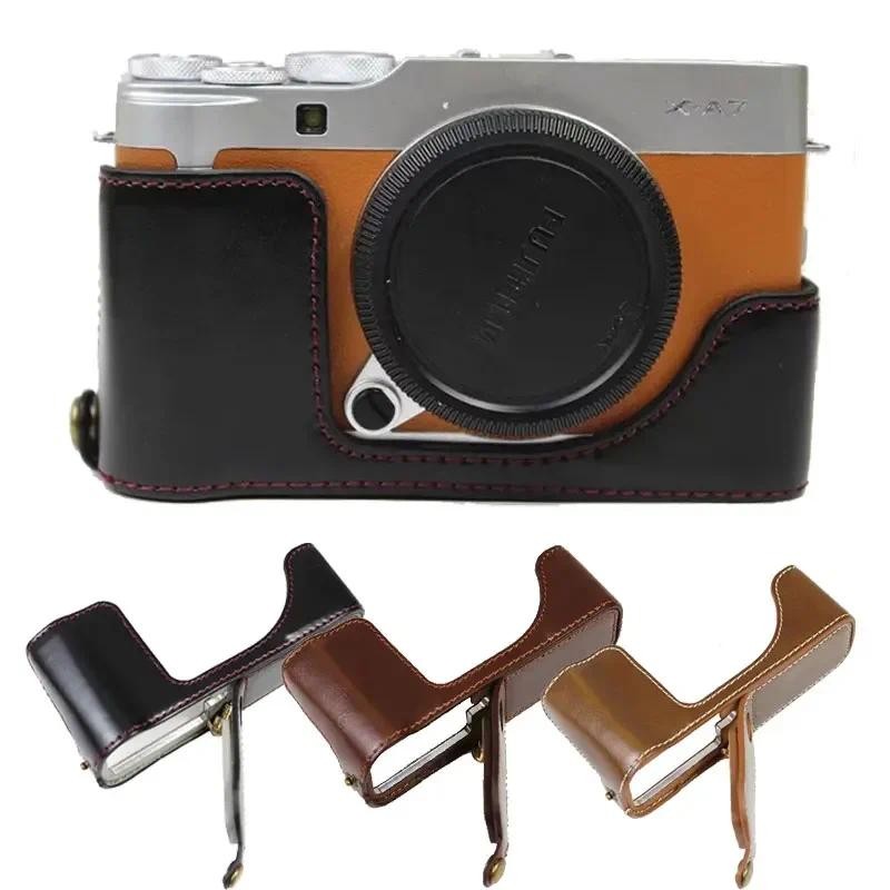 PU หนังครึ่งกล้องสําหรับ Fujifilm X-A7 XA7 XA5 XA10 XA20 ป้องกันด้านล่าง