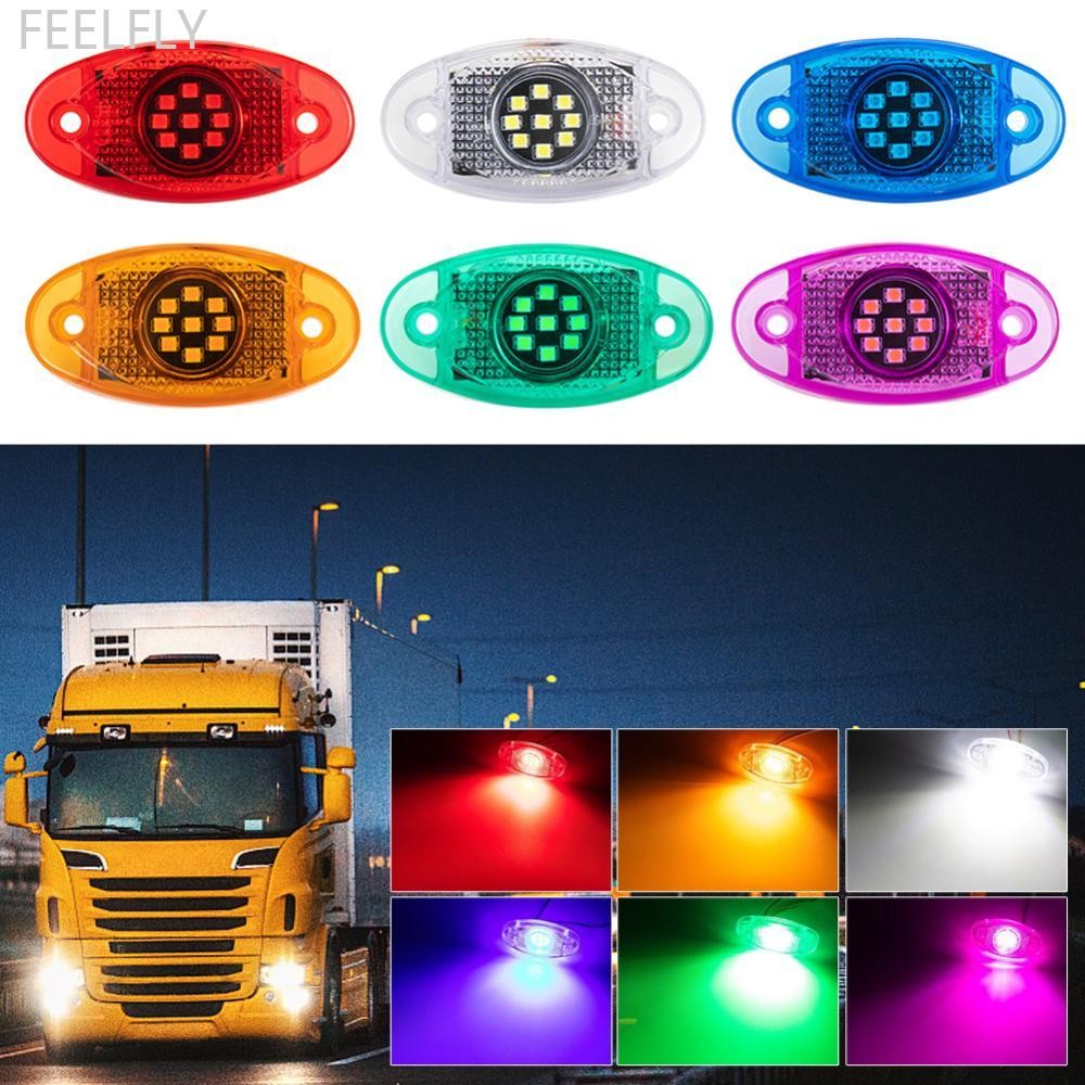 FEELFLY 12-24V 9 LED รถบรรทุกไฟเตือนด้านข้าง Muticolor กันน้ํารถความกว้างโคมไฟ Trailer Bus Van สัญญา