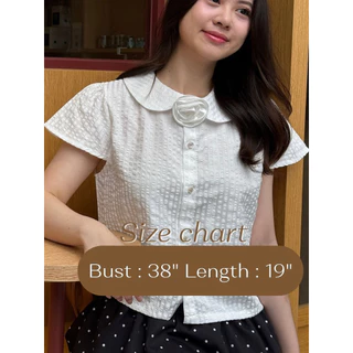พร้อมส่งครบสี 💓Girly Top เสื้อเชิ้ตปกบัวเเขนตุ๊กตา / dressylismm