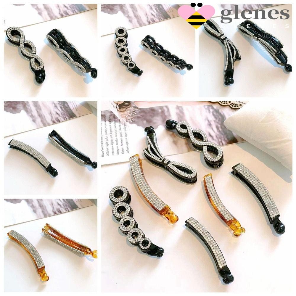 GLENES Rhinestone Banana Clip สไตล์เกาหลี กิ๊บรัดผม สำหรับหางม้าและแฟชั่นเทรนดี้