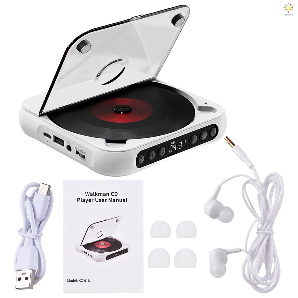 เครื่องเล่นซีดี แบบพกพา BT เครื่องเล่นเพลง CD Runner พร้อมฝาปิดกันฝุ่น 6 โหมด AB ทําซ้ําจับเวลารีโมท