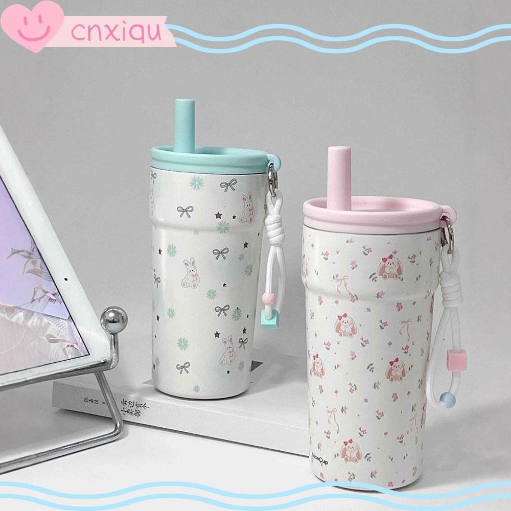 CNXIQU หลอดถ้วยสูญญากาศ,เครื่องดื่มคู่ความจุขนาดใหญ่ถ้วยสูญญากาศ,แบบพกพา500ป้องกันการรั่วด้วยเชือกยกดูดหลอดถ้วย เครื่องดื่ม