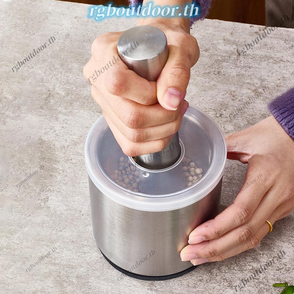 304 สแตนเลสคู่มือกระเทียม Pounder พร้อมฝาปิด Pad ในครัวเรือน Mashing Jar สนิมมัลติฟังก์ชั่ Pill Crusher สําหรับมะนาวเครื่องเทศสมุนไพร [rgboutdoor.th] - รูปที่ 4