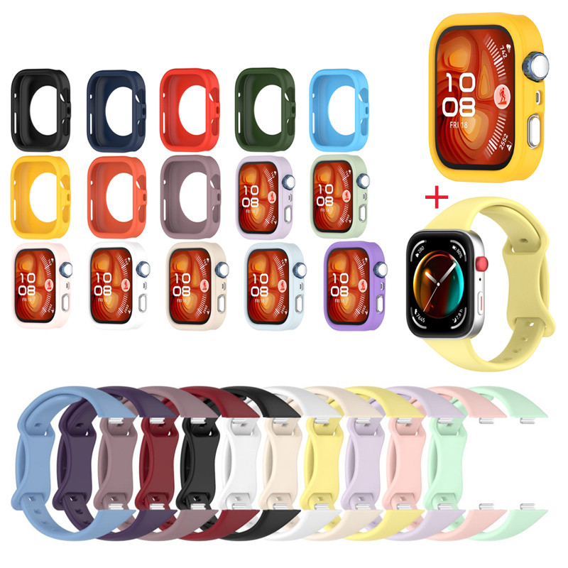 สําหรับ Huawei Watch Fit 4 Fit 4 Pro สร้อยข้อมือสายรัดซิลิโคน TPU กรอบเคสป้องกันแบบนุ่ม
