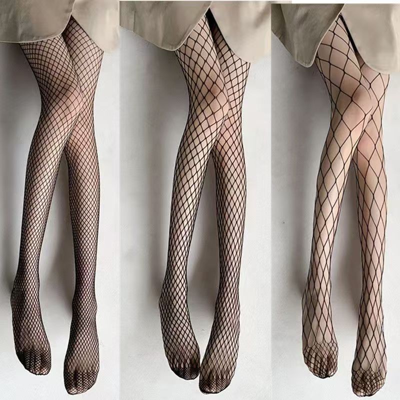 黑丝渔网网袜丝袜感黑色蕾丝jk网格夏季辣妹连裤袜Black silk fishing net, mesh socks, silk stockings, black lace, jk20250810