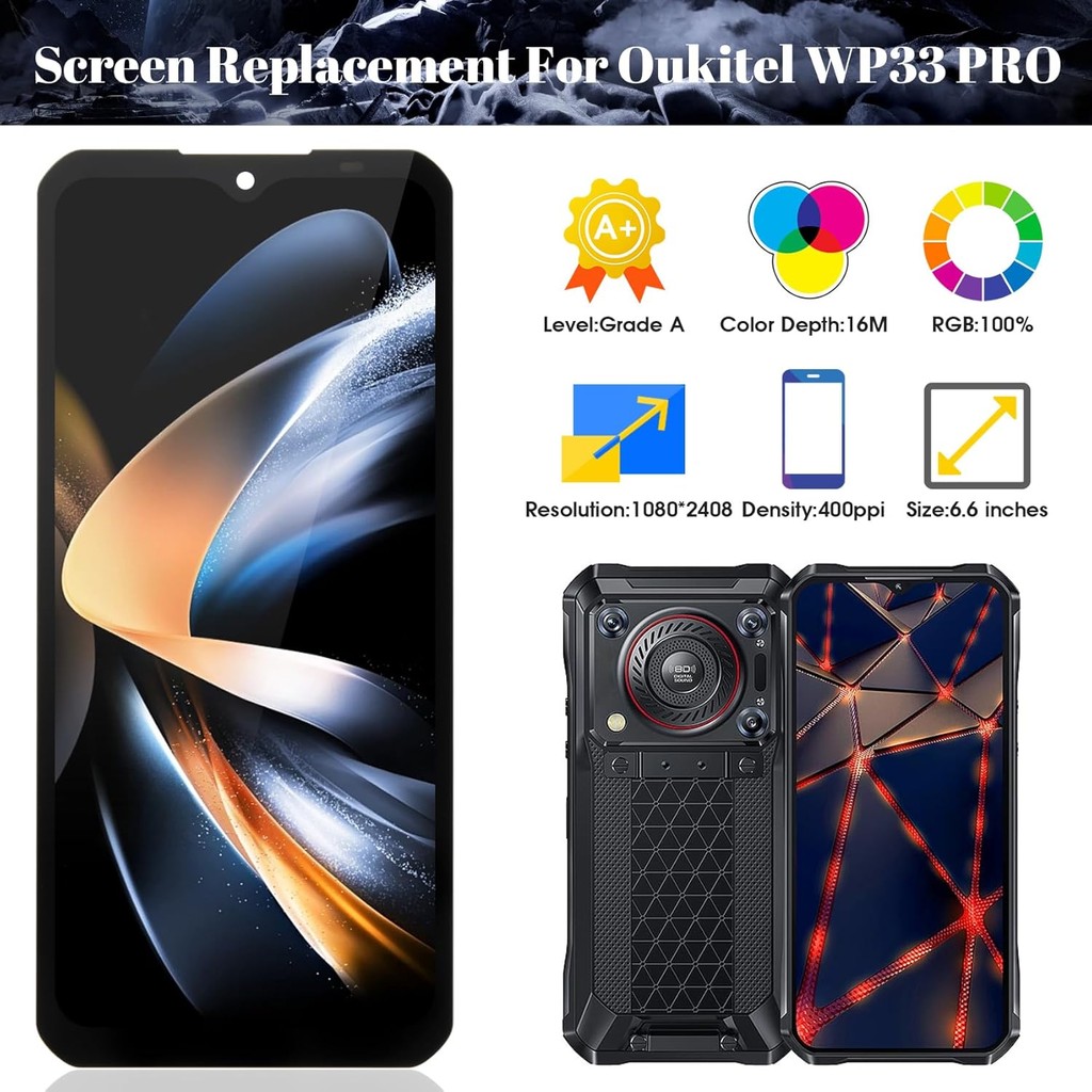 สําหรับ Oukitel WP33 Pro เปลี่ยนหน้าจอ Touch Digitizer ชุดชุดซ่อมสําหรับ Oukitel WP33 Pro 6.6 นิ้ว T
