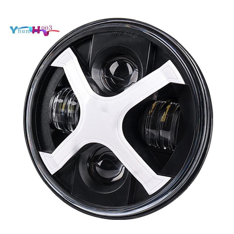 [yhumh003]รถจักรยานยนต์ 7 นิ้วรอบ LED ไฟหน้า DRL Hi/Lo Beam 50W 30W แหวน Amber Angel Eye สําหรับใดๆ 