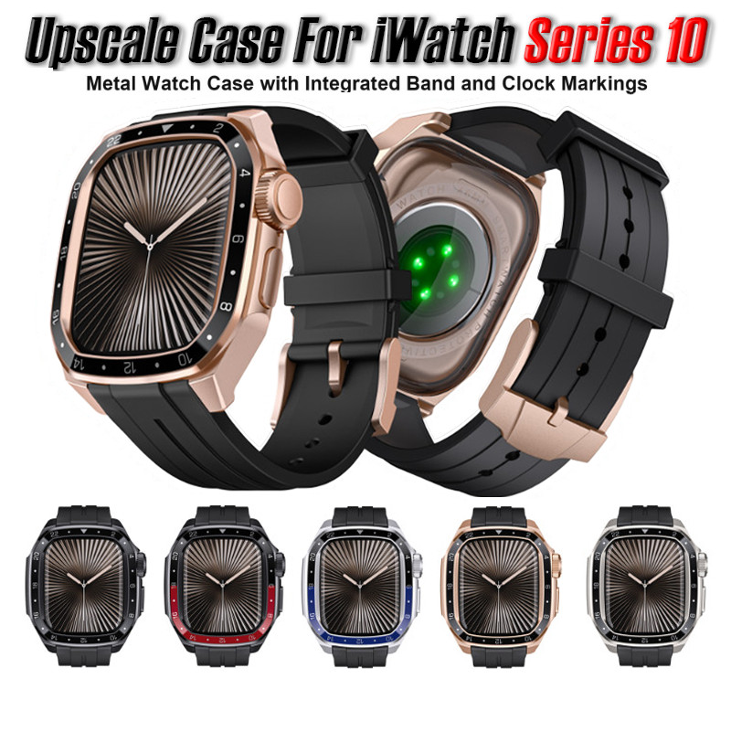 โลหะหรูหราสําหรับ Apple Watch Case 46 มม.42 มม.สําหรับ Apple Watch Protector Series 10 กันชนกระจกนิร