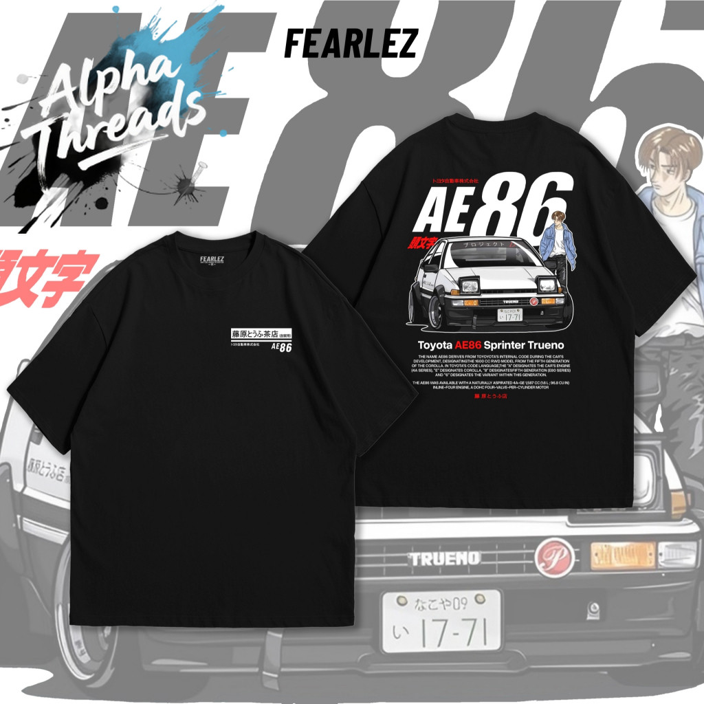 (จัดส่งตลอด 24 ชั่วโมง)Alpha Threads Initial D Cartoon AE86 V.2 เสื้อรถ เสื้อยืดคอกลม