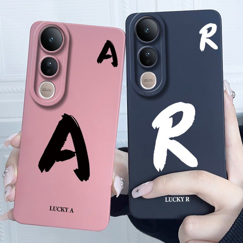 สําหรับ Vivo V50 Lite / V50 V2427 ฝาครอบกรณี Lucky Initial Letter คู่ซิลิโคนนุ่มกันชนโทรศัพท์สําหรับ Vivo V 50 V50lite 5G ปลอก