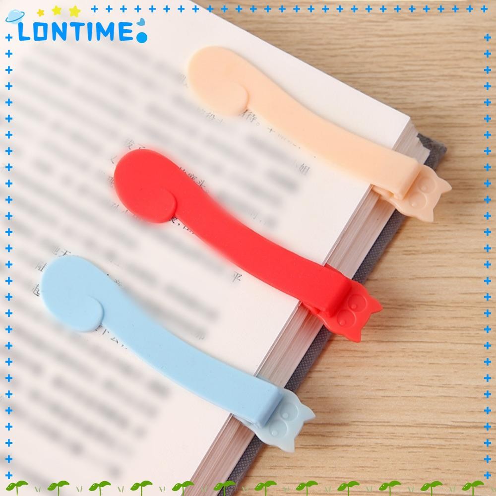 LONTIME 1 ชิ้น/3 ชิ้น Book Mark, ติดตามอัตโนมัติซิลิโคนบุ๊คมาร์คคลิป, หนังสืออะไหล่อุปกรณ์เสริมแมวน่ารักหน้าพลิกสําหรับอ่านคนรัก