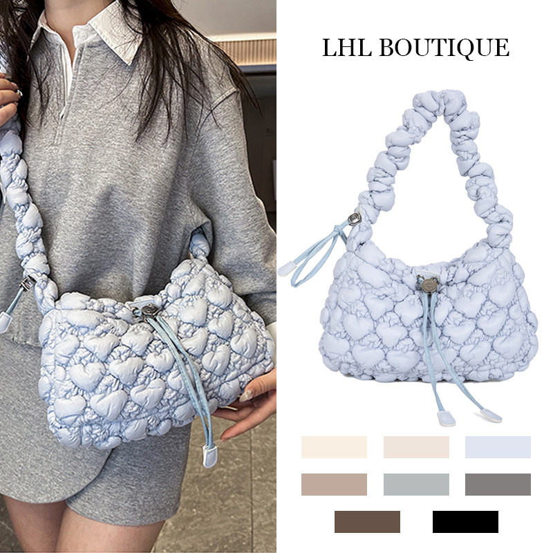LHL BOUTIQUE  กระเป๋าสะพายข้างผู้หญิง แฟชั่นใหม่ สไตล์เกาหลี ลายจีบเมฆ