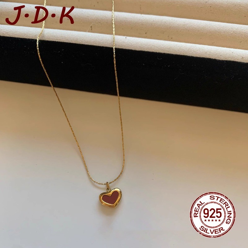 MERAH JDK 18K Gold Red Heart Necklace Pendant