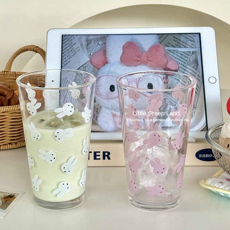 แก้วน้ำ แก้วกาแฟ รูปแบบใหม่ลายmiffy🐰 450ml สำหรับร้านกาแฟ