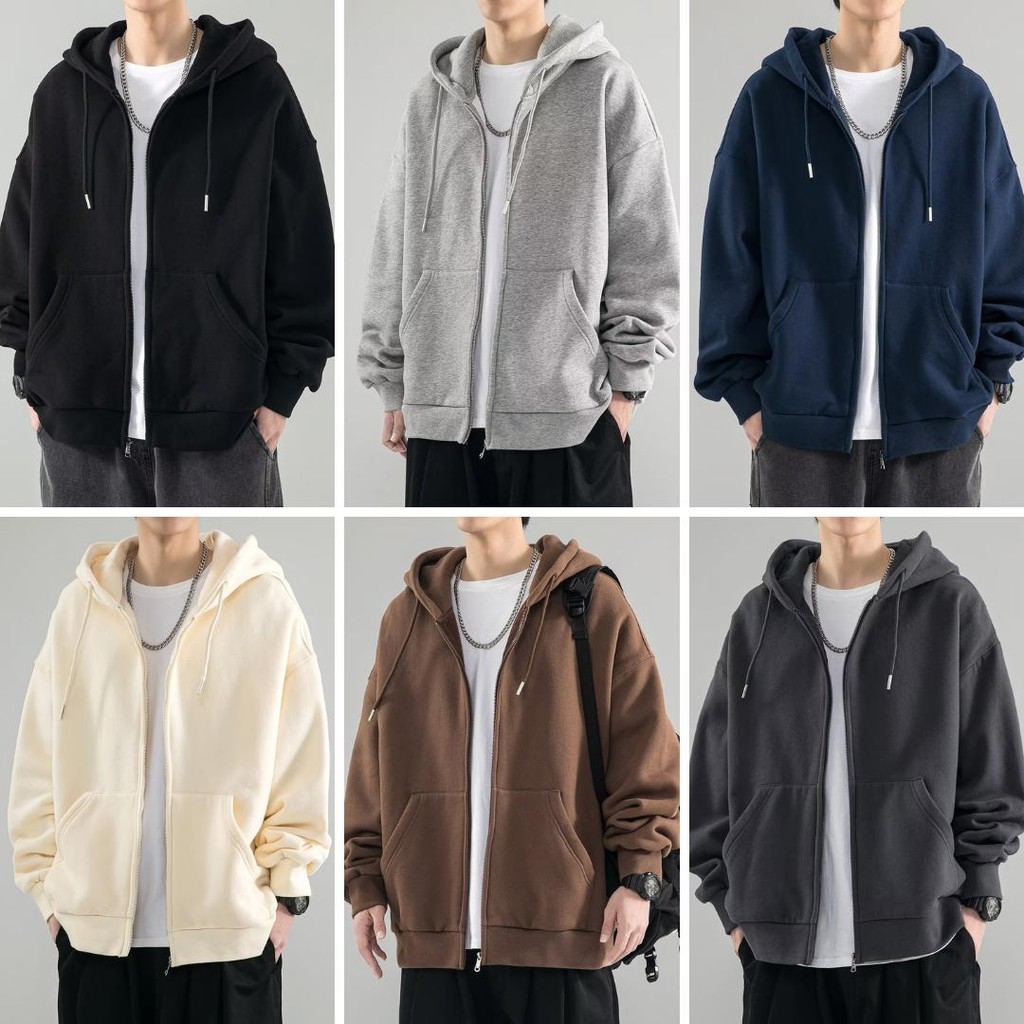 เสื้อฮู้ดชาย กันหนาว สีพื้น แขนยาว โอเวอร์ไซซ์ ฮู้ด Clothing ผู้ชาย Man