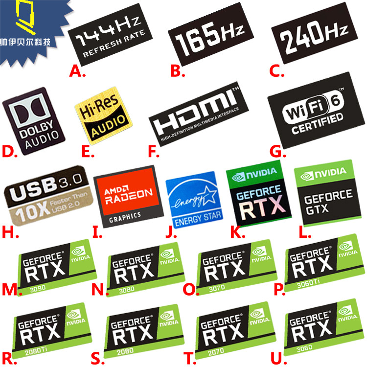 2025 สติกเกอร์อัตราการรีเฟรชหน้าจอ 144hz 165hz 240hz จอแสดงผลเดสก์ท็อปโทรศัพท์สติกเกอร์ป้าย