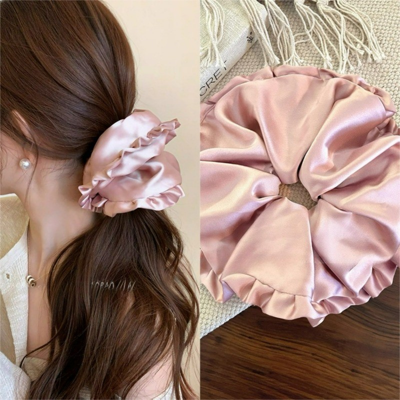 ยางรัดผมผู้หญิง ขนาดใหญ่ 50 สไตล์ หวาน เครื่องประดับผม Scrunchies - รูปที่ 3