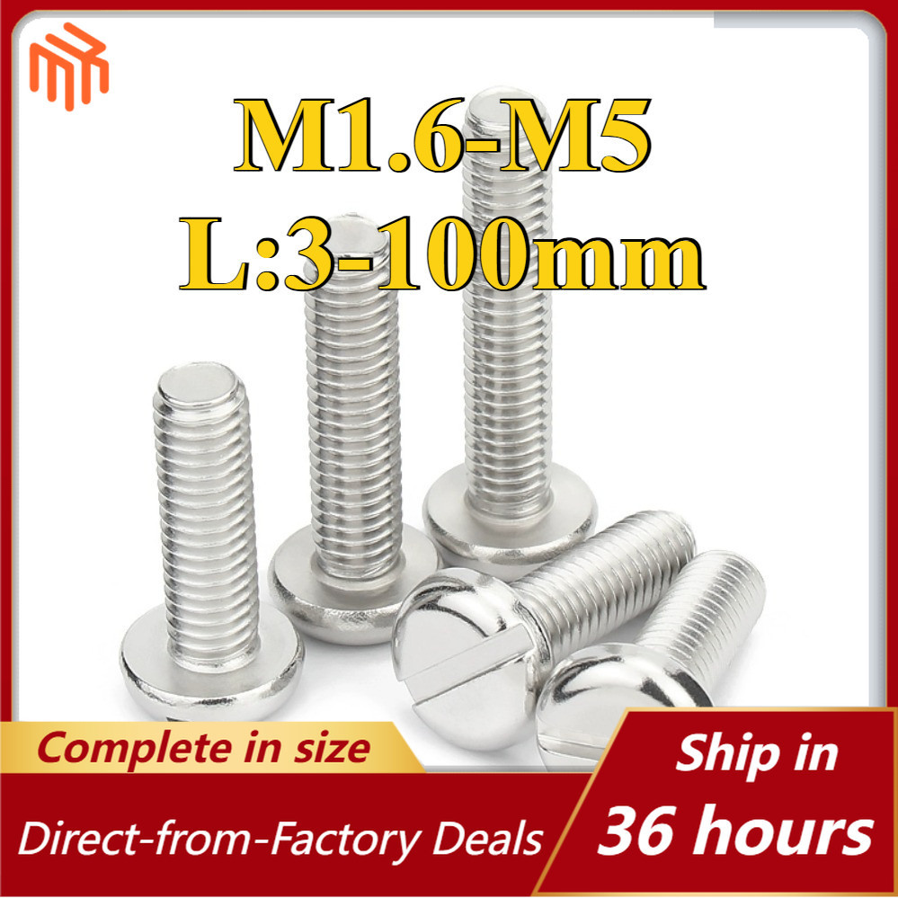 304 สแตนเลสสตีลหัวกลมแบน Slot Bolt M1.6/M2/M2.5/M3/M4/M5 (MX-PH)