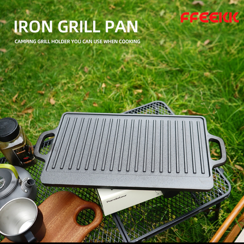 Cast Iron Griddle Plate 51*23cm กระทะย่างสี่เหลี่ยมยาว สองด้าน Reversible Cast Grill/Griddle Pan Dou