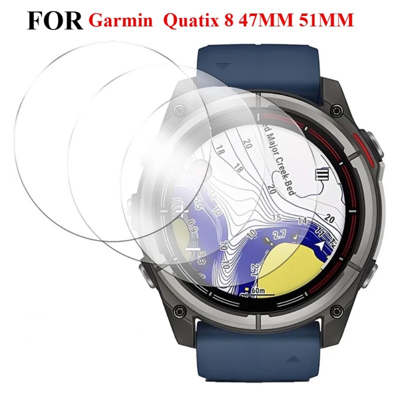 9H กระจกนิรภัยป้องกันหน้าจอสําหรับ Garmin Quatix 8 HD Anti-scratch ฟิล์มป้องกันสําหรับ Garmin Quatix