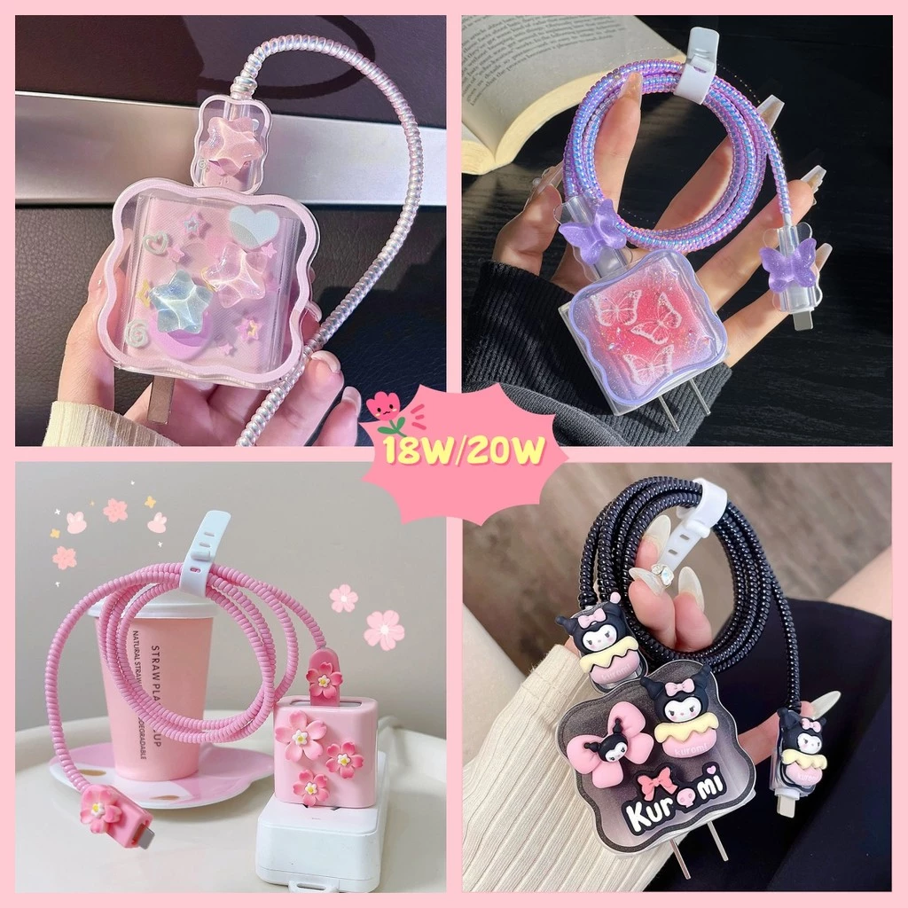 หัวชาร์จ PD 18W 20w เคสม้วนเก็บสาย สายชาร์จ อุปกรณ์จัดระเบียบสายชาร์จเร็ว ฝาครอบป้องกัน