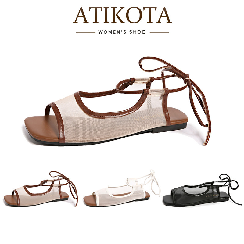 Atikota ผู้หญิงแบนรองเท้าแฟชั่นผู้ใหญ่อเนกประสงค์สวมใส่สบายระบายอากาศได้ดีน้ำหนักเบาสบายรองเท้าลำลอง