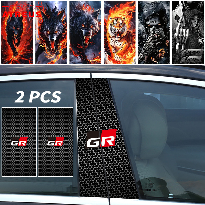 2ชิ้น Toyota GR สติกเกอร์ติดเสาประตูรถยนต์ แผ่นติดเสาประตู สติกเกอร์ เสากลางหน้าต่าง B คอลัมน์สติกเก