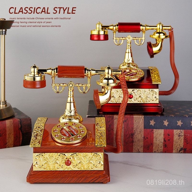 เครื่องประดับหวน กล่องดนตรีกล่องดนตรีโทรศัพท์บ้านสมัยเก่าหน้าปัดทางเข้าตู้ทีวีย้อนยุคสไตล์ยุโรปหญิงต