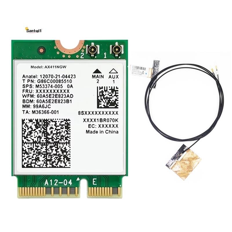สําหรับ AX411 WiFi Card + Antenna WiFi 6E CNVio2 BT 5.3 Tri-Band 5374Mbps อะแดปเตอร์เครือข่ายสําหรับ