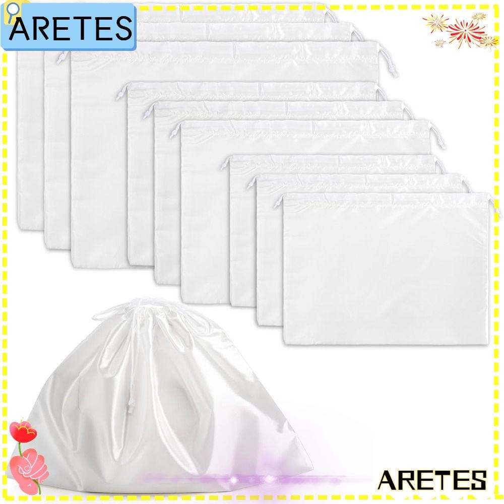 ARETS Silky ซาตินถุงเก็บฝุ่น, กระเป๋าถือ, กระเป๋าหูรูดแบบใช้ซ้ําได้, รองเท้าที่เก็บเสื้อผ้าความจุขนาดใหญ่ถุงเก็บฝุ่น