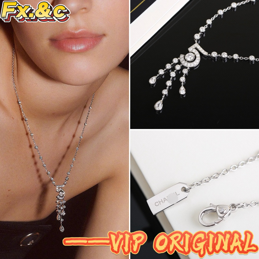 【ก่อนสั่งสอบถาม】ราคา4000 CCC คริสตัลทำมือ รูปทรงหยดน้ำเล็กพร้อมพู่ เงินแท้ 92.5% ทองชุบด้วย  สร้อยคอ