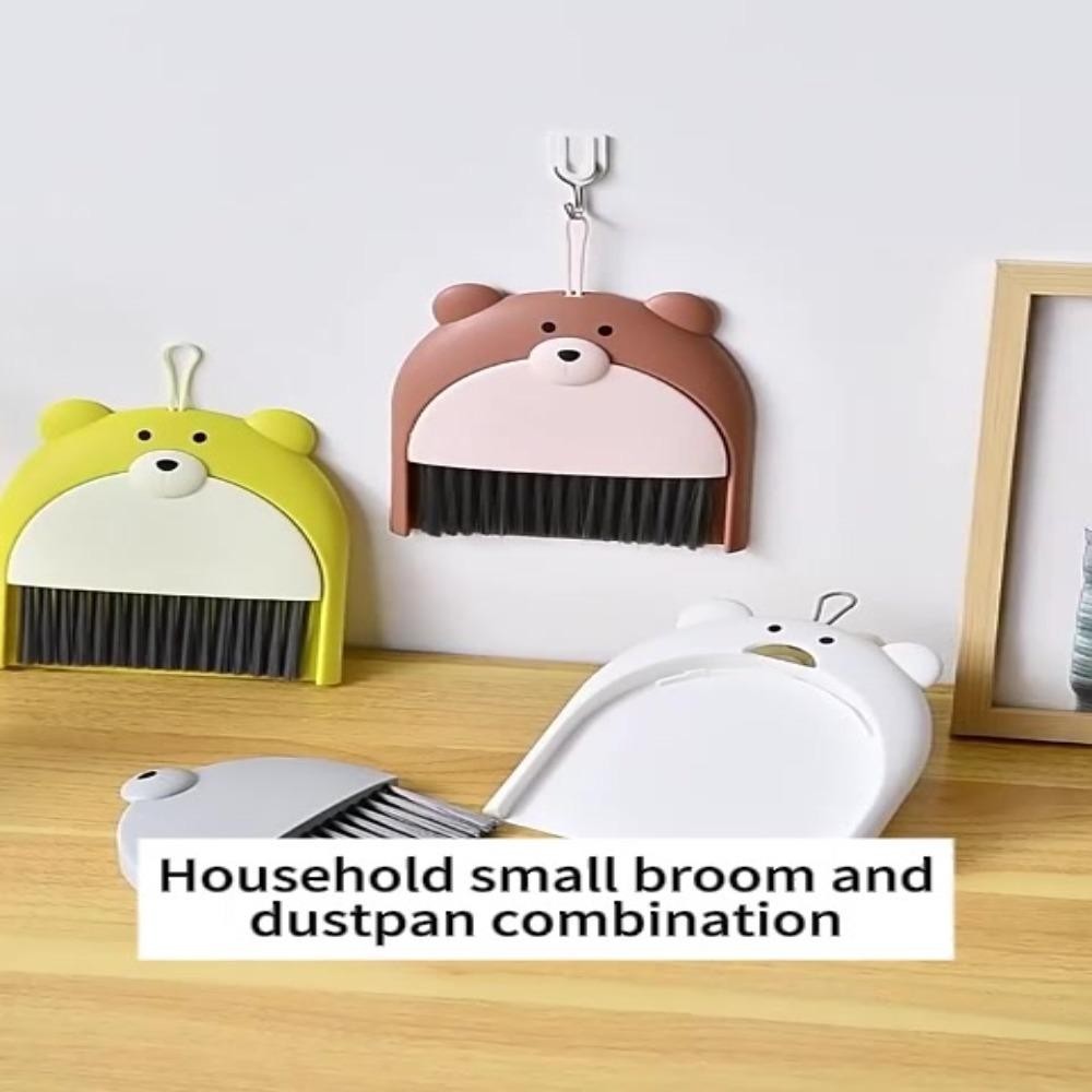 ETHEL ชุดที่โกยผงไม้กวาด, พลั่วขยะตั้งโต๊ะ PP ตุ๊กตาหมี, ที่ตักขยะขนาดเล็กแบบพับได้มัลติฟังก์ชั่นน่ารักในครัวเรือน - รูปที่ 3