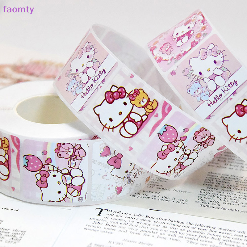 Faomty 500 ชิ้น/ม้วนน่ารัก Cinnamoroll My Melody Kuromi รางวัลสติกเกอร์นักเรียนคู่มือของขวัญสติกเกอร์ตกแต่ง TH