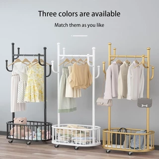 ราวตากผ้า ที่แขวนผ้า พร้อมกระเป๋าตาข่าย ราวแขวนผ้า รับน้ำหนัก150กก. ป้องกันน้ำ โดยไม่เป็นสนิม ราวแขวนกระเป๋า อเนกประสงค์