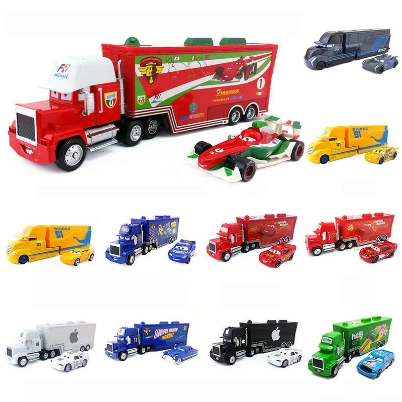 ภาพยนตร์รถของเล่น Red Lightning McQueen Mack Hauler Truck & Racer Speed Racers รถของเล่นโลหะ