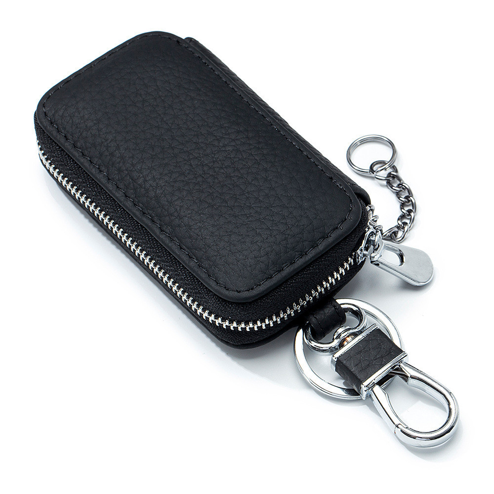 Unisex ของแท้หนังกระเป๋าสตางค์กุญแจรถผู้ชาย Key Holder แม่บ้านคีย์ Organizer ผู้หญิงกระเป๋าสตางค์พวงกุญแจครอบคลุมซิป Key Case