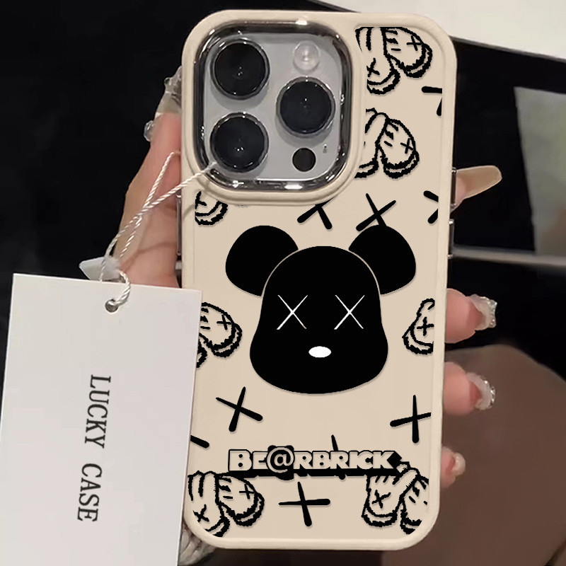 การ์ตูนสีดําหมีรุนแรง Avatar เคสโทรศัพท์สําหรับ IPhone 15 14 13 12 11 Pro X XR XS MAX 7/8 Plus Se2020 ซิลิโคนนุ่มกันกระแทกขั้นสูงกรณีทน