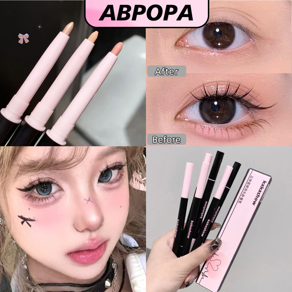 Abpopa KAKASHOW Extra Fine Liquid Eyeliner +Lying Silkworm Pen Brown Nature Lying Silkworm Color Outline Shadow กันน้ํา Long Lasting Eye เครื่องสําอาง