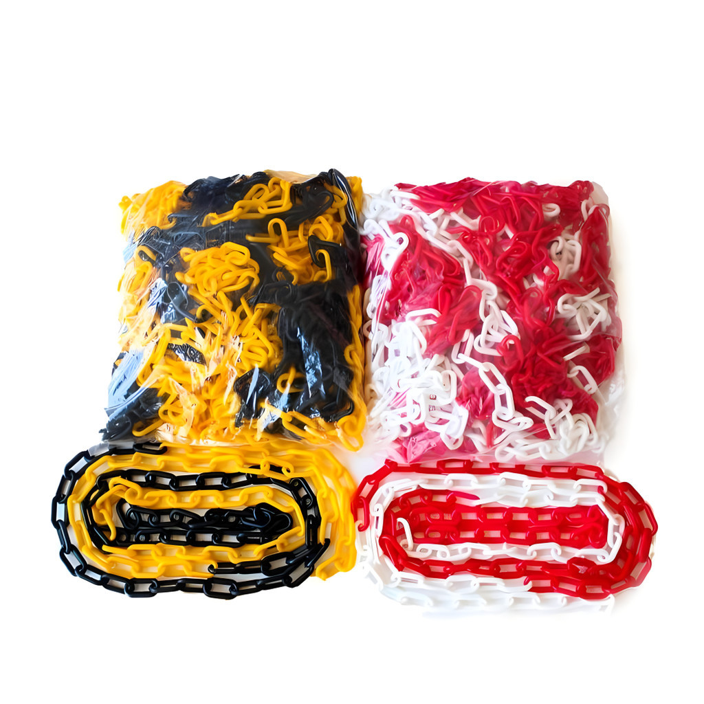 evebell โซ่พลาสติก 25 เมตร โซ่กั้นจราจร ป้องกันความปลอดภัย ติดตั้งง่าย - รูปที่ 2