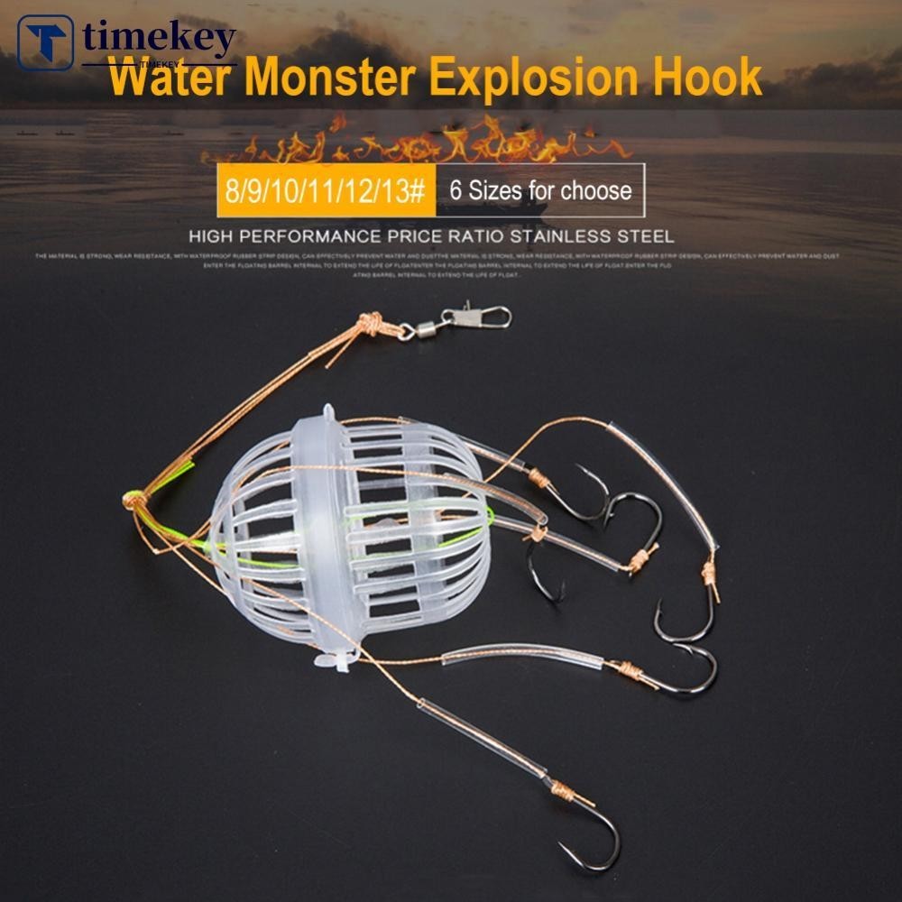Timekey 1PCS Water Monster Bomb Hook ชุด 6 Isene ตะขอเงินปลาคาร์พ Bighead Fishing Group อุปกรณ์ตกปลา