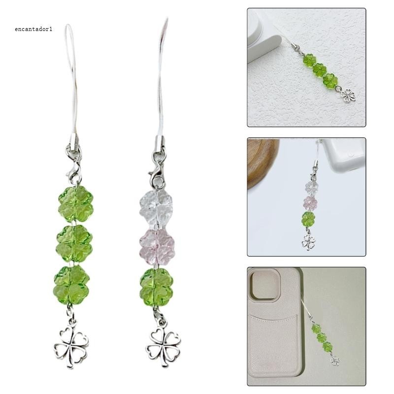 Four Leaf Clovers Tulips ลูกปัดสายคล้องโทรศัพท์มือถืออะคริลิคลูกปัดที่วางโทรศัพท์สไตล์ Key แหวนเครื่องประดับสําหรับทุกวัน Us