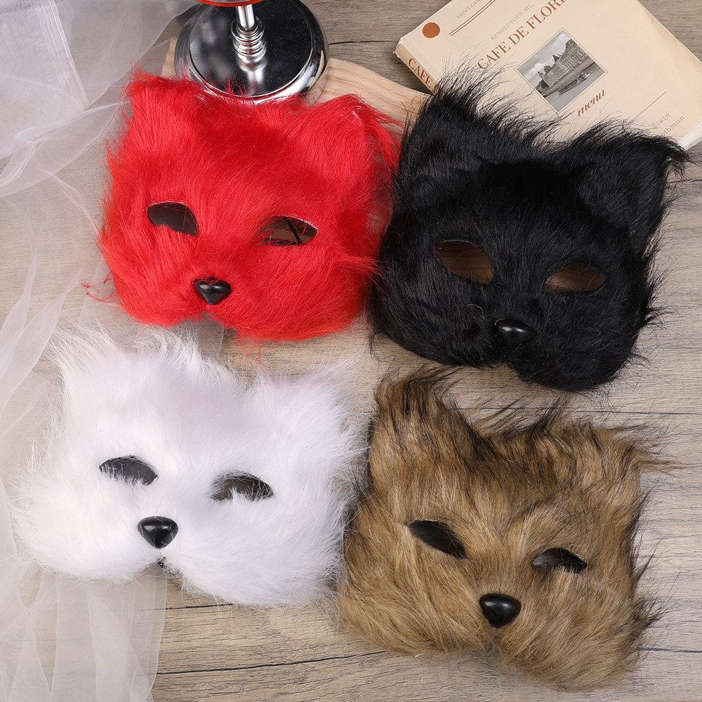 หน้ากากลูกฮาโลวีน - อุปกรณ์ประกอบฉากการแสดงเทศกาลคอสเพลย์นิทรรศการแอนิเมชั่น - สําหรับผู้ชายและผู้หญิง - มาสก์แต่งหน้าจิ้งจอกหมาป่าสัตว์ - หลายสี ตุ๊กตา สมจริง