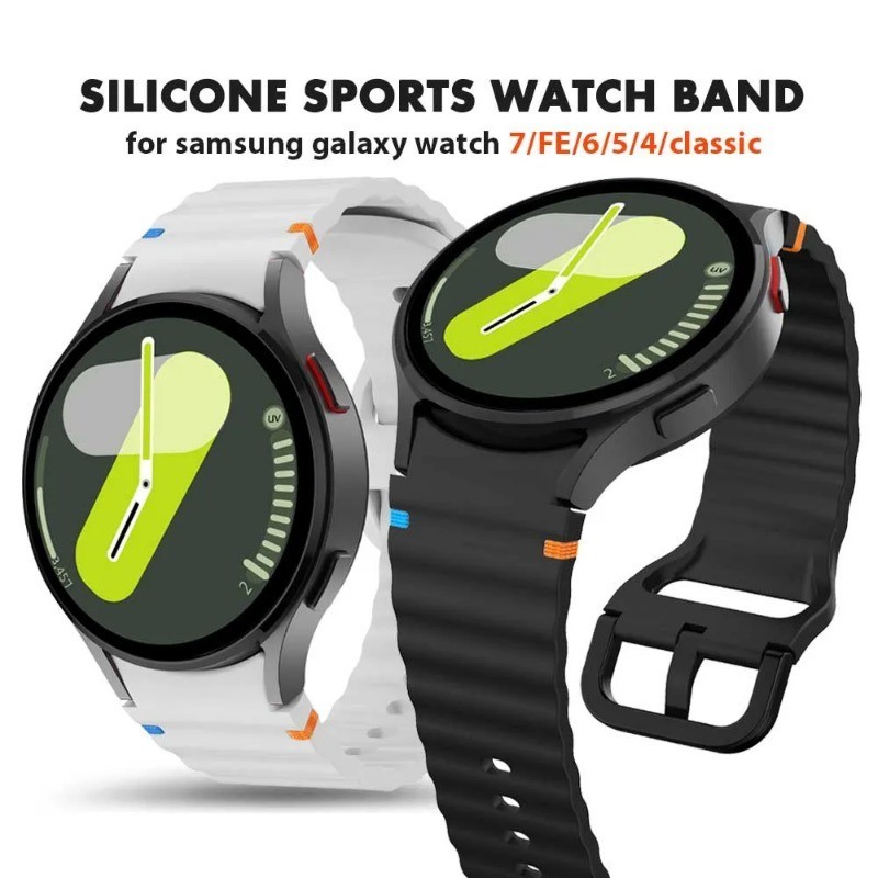 No Gaps สายซิลิโคนสําหรับ Samsung Galaxy Watch 7 FE 6 5 4 40 มม.44 มม.สายคล้องคอกีฬาสําหรับ 6 คลาสสิก 43 มม.47 มม.42 46 มม.สร้อยข้อมือ Correa