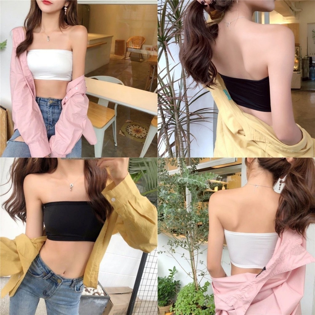 🌻Soroh🌼เกาะอก ครอป เปิดไหล่ ผ้ายืดร่อง🌷 เสื้อเกาะอกผู้หญิง มินิมอล ราคาถูกที่สุด💐 #MX-2